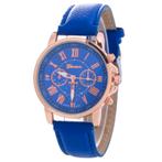 Fako® - Horloge - Geneva - Roman - Metal - Donkerblauw, Verzenden, Nieuw