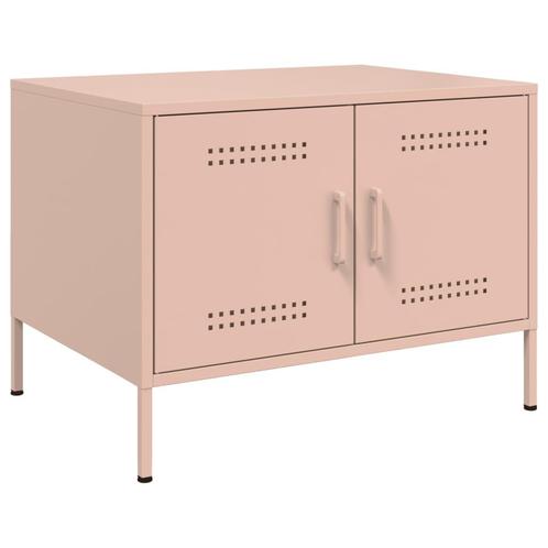 vidaXL Salontafel 68x50x50,5 cm staal roze, Huis en Inrichting, Tafels | Salontafels, 50 tot 100 cm, Nieuw, Metaal, Verzenden