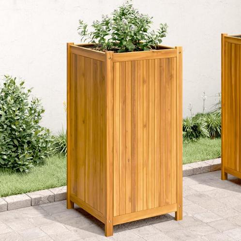 vidaXL Plantenbak met voering 50x50x100 cm massief, Tuin en Terras, Bloembakken en Plantenbakken, Nieuw, Hout, Verzenden