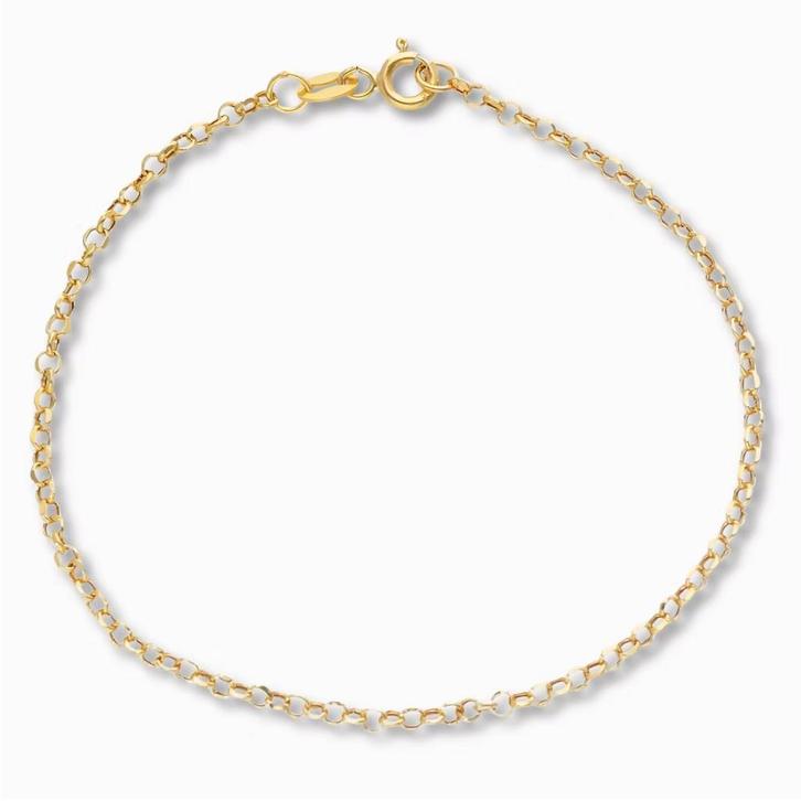 Gouden Jasseron Schakelarmband 14K, Sieraden, Tassen en Uiterlijk, Armbanden, Goud, Nieuw, Goud, Verzenden