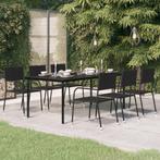 vidaXL Tuintafel 200x100x74 cm staal en glas zwart, Verzenden, Nieuw, Metaal