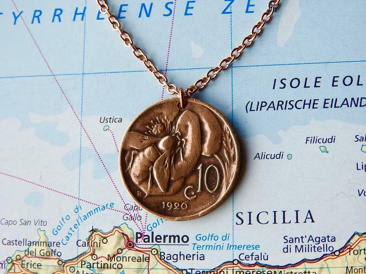 Originele wereld munt sieraden&manchetknopen 1975/1995/1985, Sieraden, Tassen en Uiterlijk, Kettingen, Zilver, Nieuw, Met hanger