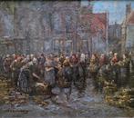 Willem Hendrik Eickelberg 1845-1920 - Marktgezicht, Antiek en Kunst, Kunst | Schilderijen | Klassiek