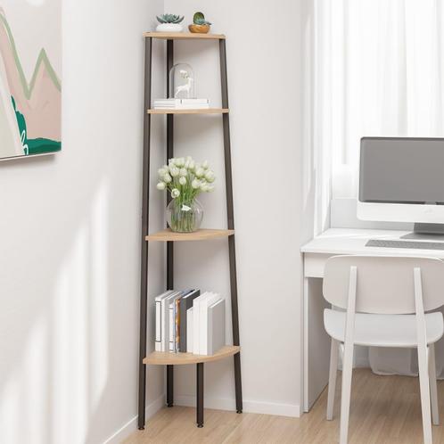 vidaXL Hoekkastje met 4 schappen 45,5x31,5x150 cm lichtbruin, Huis en Inrichting, Kasten | Boekenkasten, 25 tot 50 cm, Nieuw, Overige houtsoorten