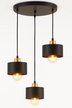Hanglamp 3-voudig Zwart/ Goud | metaal | 3x E27 fitting, Huis en Inrichting, Lampen | Hanglampen, Nieuw, Ophalen of Verzenden