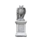 Uil op sokkel - 66 cm - steen - dierenbeeld tuin, Tuin en Terras, Tuinbeelden, Ophalen of Verzenden, Nieuw