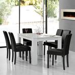 Eetkamerset Nora eethoek 7-delig tafel en stoelen wit en zwa, Verzenden, Nieuw