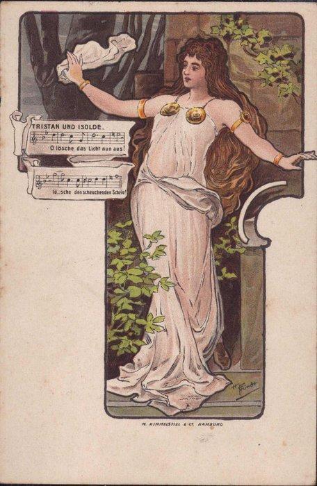 H. Frundt (H. Fründt) - Tristan and Isolde - Signed Original, Antiek en Kunst, Kunst | Designobjecten