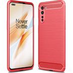 ProGuard OnePlus Nord Hoesje Brushed Carbon Rood, Verzenden, Nieuw, Hoesje of Tasje