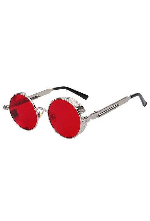 Ronde Bril Steampunk Vintage Zilver Montuur Rond Rode Glazen, Sieraden, Tassen en Uiterlijk, Zonnebrillen en Brillen | Heren, Rood