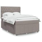 vidaXL Boxspring met matras stof taupe 140x200 cm, Verzenden, 140 cm, 200 cm, Stof
