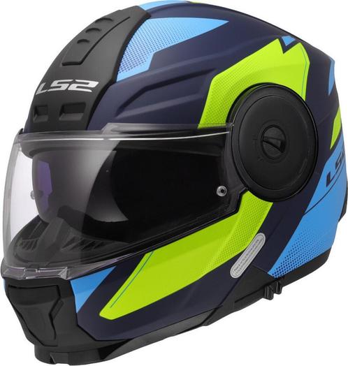 LS2 FF902 Scope II Duria Blauw H-Vis Geel 06 Systeemhelm, Motoren, Kleding | Motorhelmen, Systeemhelm, Heren, XXL, Nieuw met kaartje