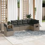 vidaXL 6-delige Loungeset met kussens poly rattan grijs, Verzenden, Nieuw, Rotan, Loungeset