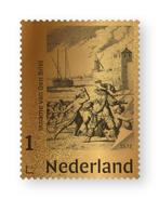 Gouden Postzegel Inname van Den Briel, Postzegels en Munten, Postzegels | Nederland, Verzenden, Gestempeld