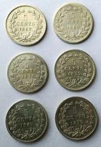 Nederland. 5 Cents 1855 + 1862 + 1868 + 1869 + 1876 + 1879