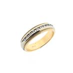 18 Krt. Bicolor gouden rijring met diamant; Novell | 0,10..., Sieraden, Tassen en Uiterlijk, Ringen, Gebruikt, Overige kleuren