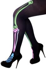 Zwarte Skelet Panty UV Neon XS-S-M Botten Regenboog Day Of T, Ophalen of Verzenden, Nieuw, Maat 36 (S), Carnaval