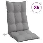 6x Stoelkussen Hoge Rug Grijs | Tweedekansje | Waterafsto..., Tuin en Terras, Tuinmeubel-accessoires, Ophalen of Verzenden, Nieuw