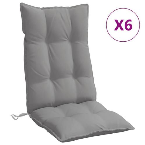 6x Stoelkussen Hoge Rug Grijs | Tweedekansje | Waterafsto..., Tuin en Terras, Tuinmeubel-accessoires, Nieuw, Ophalen of Verzenden