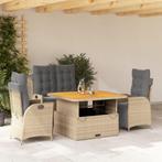 vidaXL 4-delige Tuinset met kussens poly rattan beige, 4 zitplaatsen, Nieuw, Tuinset, Verzenden