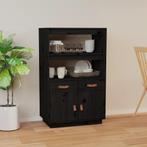 vidaXL buffetkast 67x40x108,5 cm massief grenenhout zwart, Huis en Inrichting, Kasten | Buffetkasten, Verzenden, 100 tot 150 cm
