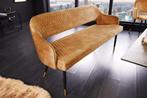 Design bank PARIS 160cm mosterdgeel fluwelen retro, Ophalen of Verzenden, Nieuw