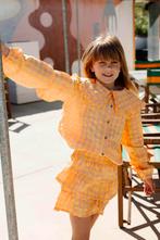 Trendy seersucker ruit short met ruffles  Ammehoela Maat 98, Meisje, Nieuw, Ophalen of Verzenden