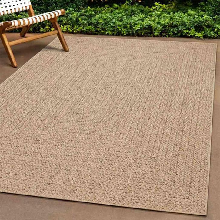 vidaXL Vloerkleed ZIZUR beige binnen en buiten 240x340 cm, Huis en Inrichting, Stoffering | Tapijten en Kleden, Beige, Nieuw, Verzenden