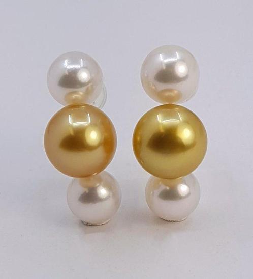 Oorbellen - 18 karaat Geel goud - 7,5x10mm zoutwaterparels, Sieraden, Tassen en Uiterlijk, Oorbellen