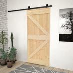 vidaXL Schuifdeur met beslag 90x210 cm massief grenenhout, Doe-het-zelf en Verbouw, Deuren en Horren, Verzenden, Nieuw