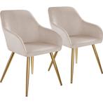 Eetkamerstoel Marilyn fluweellook, gouden poten - taupe/goud, Huis en Inrichting, Stoelen, Verzenden, Nieuw