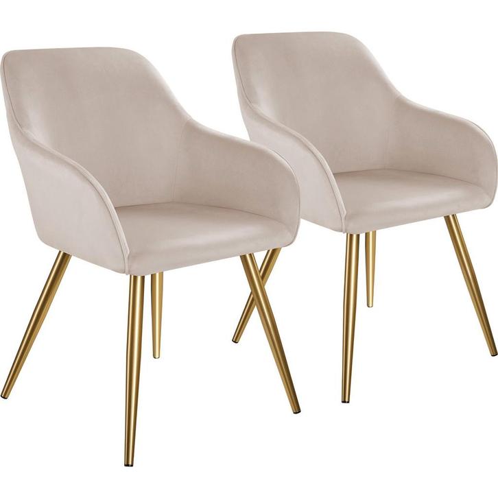 Eetkamerstoel Marilyn fluweellook, gouden poten - taupe/goud, Huis en Inrichting, Stoelen, Verzenden