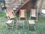 Lounge stoel - Bamboe, Hout, Tuinset - drie opvouwbare, Antiek en Kunst, Curiosa en Brocante