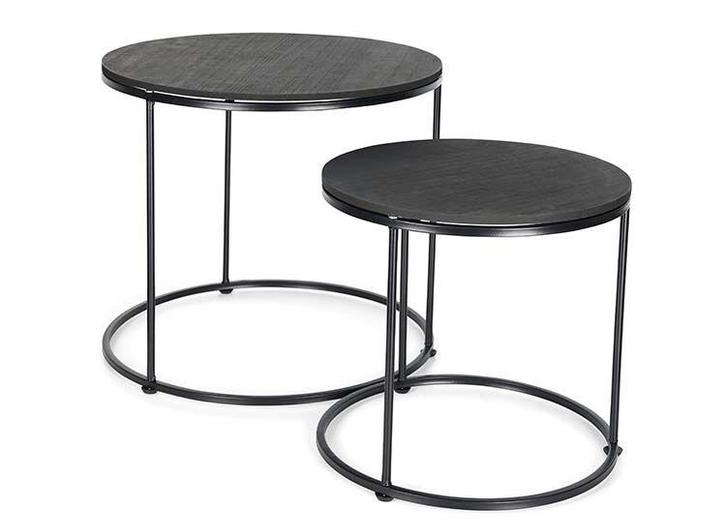 Salontafels - set van 2 ronde salontafels - Zwart, Huis en Inrichting, Tafels | Eettafels, Nieuw, Verzenden
