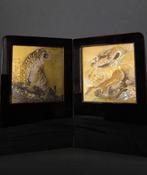 Bybu kamerscherm - Hout, Lacquer - Japan - Draak & Tijger