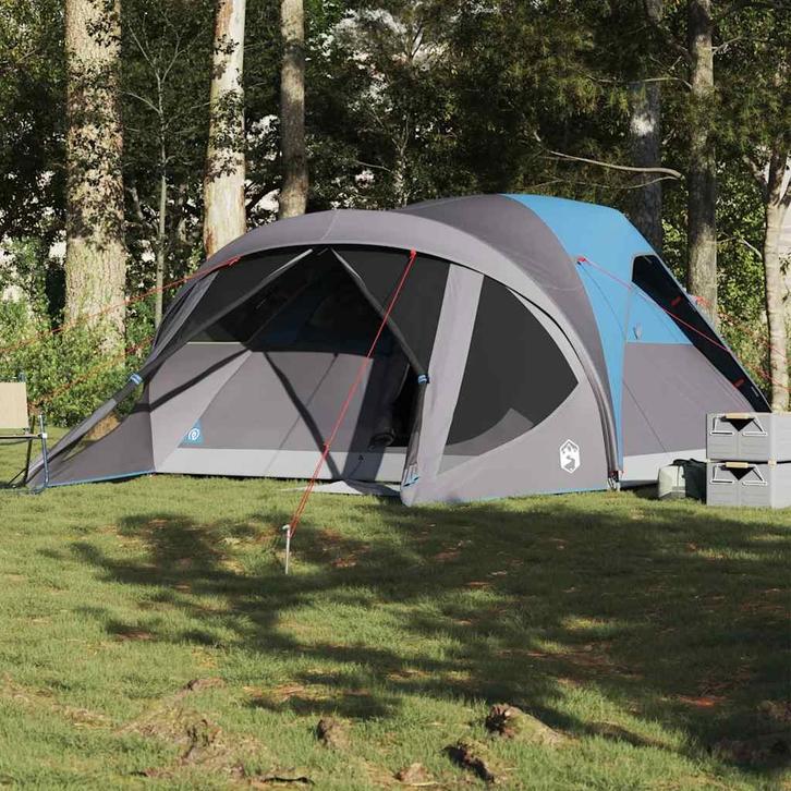 vidaXL Tunneltent 6-persoons waterdicht blauw, Caravans en Kamperen, Tenten, Nieuw, tot en met 2, Verzenden
