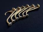 Prachtige Art Deco kapstokhaken met mooie knop, set van 6