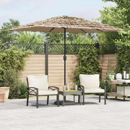 vidaXL Parasol met LEDs en stalen paal 300x200x250 cm bruin, Tuin en Terras, Parasols, Nieuw, Verzenden