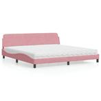 vidaXL Bed met matras Dover fluweel roze 200x200 cm, Huis en Inrichting, Slaapkamer | Bedden, Verzenden, Overige maten, 200 cm