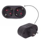 Benson Stekker Duo Verloop - Randaarde - Horizontaal - Zw..., Doe-het-zelf en Verbouw, Elektra en Kabels, Ophalen of Verzenden