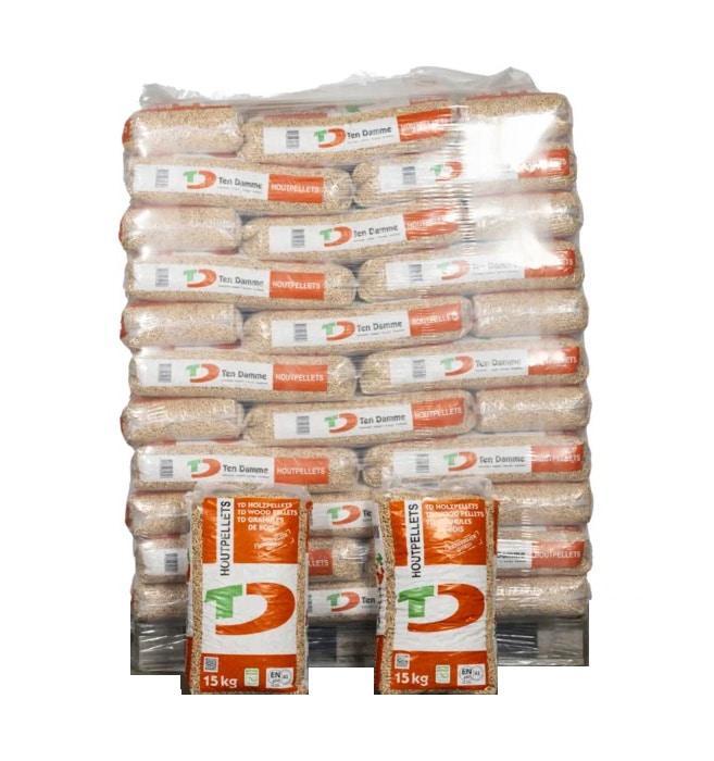 Ten Damme houtpellets Wit (990 kg) | ENplus A1 houtpellets |, Tuin en Terras, Haardhout, Minder dan 3 m³, Verzenden