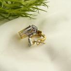 Tricolor gouden oorstekers met diamant | 0,04 ct., Sieraden, Tassen en Uiterlijk, Oorbellen, Gebruikt, Overige kleuren, Ophalen of Verzenden
