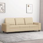 vidaXL Driezitsbank 180 cm stof crèmekleurig, Huis en Inrichting, Banken | Bankstellen, Verzenden, Stof, 200 tot 250 cm, Driepersoons