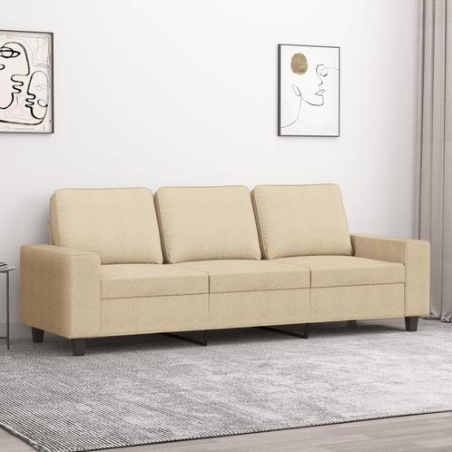 vidaXL Driezitsbank 180 cm stof crèmekleurig, Huis en Inrichting, Banken | Bankstellen, Nieuw, 200 tot 250 cm, Stof, Driepersoons