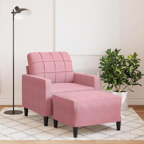 vidaXL Fauteuil met voetenbank 60 cm fluweel roze, Huis en Inrichting, Banken | Bankstellen, Nieuw, Stof, Eenpersoons, Verzenden