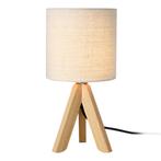 Tafellamp Koblenz tripod lamp 37,5xØ18 cm beige en hout E14, Verzenden, Nieuw