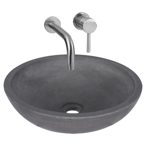 Waskomset Differnz Ravano Beton 40x12 cm Antraciet met, Doe-het-zelf en Verbouw, Sanitair, Overige typen, Nieuw, Chroom, Ophalen of Verzenden
