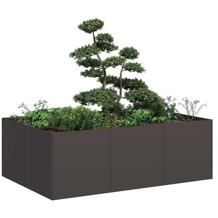 vidaXL Plantenbak 120x80x40 cm staal zwart, Tuin en Terras, Bloembakken en Plantenbakken, Nieuw, Metaal, Verzenden