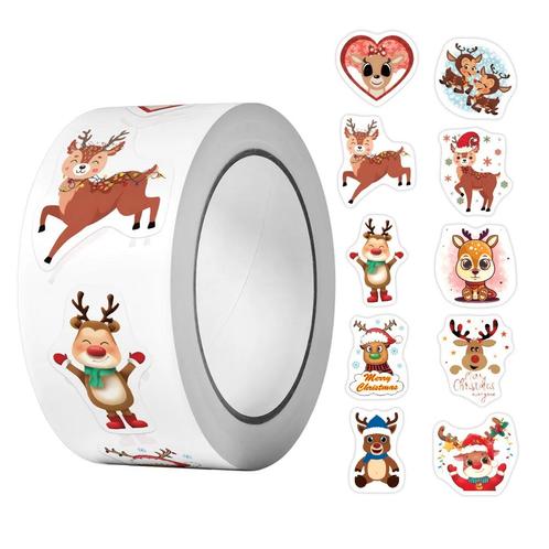 500 Kerst Stickers Op Rol - 2.5cm - Kerststickers -, Diversen, Cadeauverpakkingen, Verzenden
