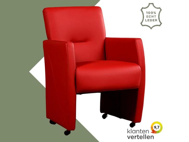 Leren eetkamerstoel Pleasure - Toledo Ducati (rood) -, Huis en Inrichting, Stoelen, Eén, Rood, Nieuw, Leer, Ophalen of Verzenden